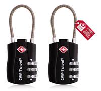 OW-Travel TSA Approved Luggage Locks Suitcase Locks (2 Pack Black) 3 Digit Flexible Cable Suitcase Padlock. Travel Bag Combination Luggage Padlocks for Suitcases. TSA Travel Lock for Bags and Cases