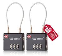 OW-Travel TSA Approved Luggage Locks Suitcase Locks (2 Pack Black) 3 Digit Flexible Cable Suitcase Padlock. Travel Bag Combination Luggage Padlocks for Suitcases. TSA Travel Lock for Bags and Cases