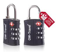 OW-Travel TSA Approved Luggage Locks Suitcase Locks (2 Pack Black) ABS Plastic 3 Digit Security Suitcase Padlock. Travel Bag Combination Luggage Padlocks for Suitcases. TSA Travel Lock for Bags Cases
