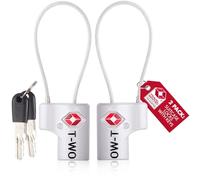 OW-Travel TSA Approved Luggage Locks Suitcase Locks (2 Pack) Cable Padlock with Keys Made from Heavy Duty Zinc Alloy for Suitcase, Zipper, Luggage, Bag, Case, Backpack, Gym Locker, Tool Box (Silver)