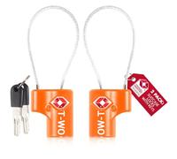 OW-Travel TSA Approved Luggage Locks Suitcase Locks (2 Pack) Cable Padlock with Keys Made from Heavy Duty Zinc Alloy for Suitcase, Zipper, Luggage, Bag, Case, Backpack, Gym Locker, Tool Box (Orange)