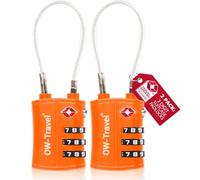 OW-Travel TSA Approved Luggage Locks Suitcase Locks (2 Pack Orange) 3 Digit Flexible Cable Suitcase Padlock. Travel Bag Combination Luggage Padlocks for Suitcases. TSA Travel Lock for Bags and Cases