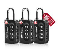 OW-Travel TSA Approved Luggage Locks Suitcase Locks (3 Pack Black) 4 Digit Security Suitcase Padlock. Travel Bag Combination Luggage Padlocks for Suitcases. TSA Travel Lock for Bags and Cases