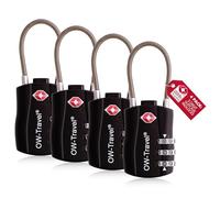 OW-Travel TSA Approved Luggage Locks Suitcase Locks (4 Pack Black) 3 Digit Flexible Cable Suitcase Padlock. Travel Bag Combination Luggage Padlocks for Suitcases. TSA Travel Lock for Bags and Cases