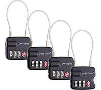 OW-Travel TSA Approved Luggage Locks Suitcase Locks (4 Pack Black) 3 Digit Flexible Cable Suitcase Padlock. Travel Bag Combination Luggage Padlocks for Suitcases. TSA Travel Lock for Bags and Cases