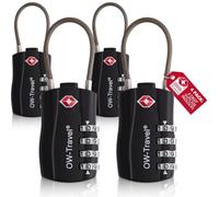 OW-Travel TSA Approved Luggage Locks Suitcase Locks (4 Pack Black) 4 Digit Flexible Cable Suitcase Padlock. Travel Bag Combination Luggage Padlocks for Suitcases. TSA Travel Lock for Bags and Cases