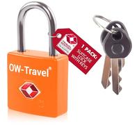 OW-Travel TSA Approved Luggage Locks Suitcase Locks with Keys (1 Pack Orange) Travel Padlock Bag Small Padlock. Luggage Padlocks for Suitcases. Mini TSA Suitcase Padlocks with Keys for Bags and Cases