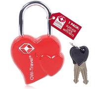 OW-Travel TSA Approved Luggage Locks Suitcase Locks with Keys (1 Pack Red) Small Padlock Heart Shaped Valentine Bag Travel Padlock. Luggage Padlocks for Suitcases. Mini TSA Suitcase Padlocks with Keys