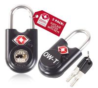 OW-Travel TSA Approved Luggage Locks Suitcase Locks with Keys (2 Pack Black) Travel Padlock Bag Small Padlock. Luggage Padlocks for Suitcases. Mini TSA Suitcase Padlocks with Keys for Bags and Cases