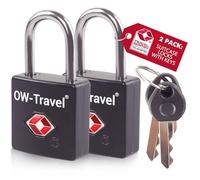OW-Travel TSA Approved Luggage Locks Suitcase Locks with Keys (2 Pack Black) Travel Padlock Bag Small Padlock. Luggage Padlocks for Suitcases. Mini TSA Suitcase Padlocks with Keys for Bags and Cases