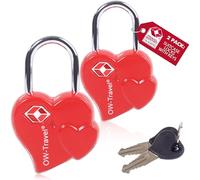 OW-Travel TSA Approved Luggage Locks Suitcase Locks with Keys (2 Pack Red) Small Padlock Heart Shaped Valentine Bag Travel Padlock. Luggage Padlocks for Suitcases. Mini TSA Suitcase Padlocks with Keys