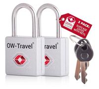 OW-Travel TSA Approved Luggage Locks Suitcase Locks with Keys (2 Pack Silver) Travel Padlock Bag Small Padlock. Luggage Padlocks for Suitcases. Mini TSA Suitcase Padlocks with Keys for Bags and Cases