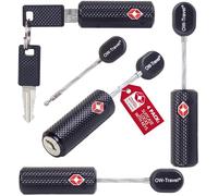 OW-Travel TSA Approved Luggage Locks Suitcase Locks with Keys (4 Pack Black) Flexible Cable Travel Padlock Bag Small Padlock. Luggage Padlocks for Suitcases. Mini Wire TSA Suitcase Padlocks with Keys