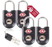 OW-Travel TSA Approved Luggage Locks Suitcase Locks with Keys (4 Pack Black) Travel Padlock Bag Small Padlock. Luggage Padlocks for Suitcases. Mini TSA Suitcase Padlocks with Keys for Bags and Cases