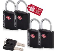 OW-Travel TSA Approved Luggage Locks Suitcase Locks with Keys (4 Pack Black) Travel Padlock Bag Small Padlock. Luggage Padlocks for Suitcases. Mini TSA Suitcase Padlocks with Keys for Bags and Cases