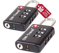 OW-Travel TSA Approved Luggage Locks Suitcase Locks with Open Alert (2 Pack Black) 3 Digit Security Suitcase Padlock. Travel Bag Combination Luggage Padlocks for Suitcases. Bags Case TSA Travel Lock