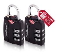OW-Travel TSA Approved Luggage Locks Suitcase Locks with Open Alert (2 Pack Black) 3 Digit Security Suitcase Padlock. Travel Bag Combination Luggage Padlocks for Suitcases. Bags Case TSA Travel Lock