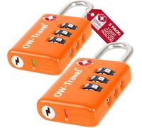 OW-Travel TSA Approved Luggage Locks Suitcase Locks with Open Alert (2 Pack Orange) 3 Digit Security Suitcase Padlock. Travel Bag Combination Luggage Padlocks for Suitcases. Bags Case TSA Travel Lock