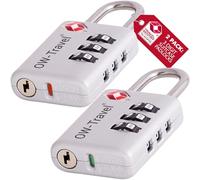 OW-Travel TSA Approved Luggage Locks Suitcase Locks with Open Alert (2 Pack Silver) 3 Digit Security Suitcase Padlock. Travel Bag Combination Luggage Padlocks for Suitcases. Bags Case TSA Travel Lock