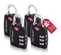 OW-Travel TSA Approved Luggage Locks Suitcase Locks with Open Alert (4 Pack Black) 3 Digit Security Suitcase Padlock. Travel Bag Combination Luggage Padlocks for Suitcases. Bags Case TSA Travel Lock