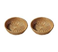 Owaefuqoir 2X Hand-Woven Basket, Wicker Basket, Food Serving Basket for Bread, Fruit, Vegetable Storage, Gift Basket 25 x 8cm