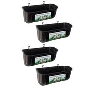 Owaefuqoir Chicken Goat Hanging Fence Feeder, Water Trough for Deer Duck Dog and Piglets, Goose Waterer Trough Black 4 Pack