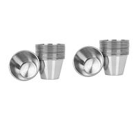 Owaefuqoir Pack of 24 - Premium Brushed Stainless Steel Condiment Sauce Cups Spices Pots Liquid Dips Bowls - 2.5Oz 70Ml