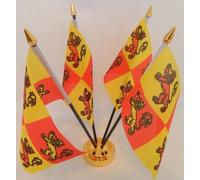 Owain Glyndwr Wales 4 Flag Desktop Table Display With Gold Base