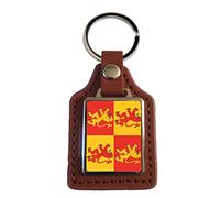 Owain Glyndwr Wales Brown Leather Square Key Fob And Gift Bag