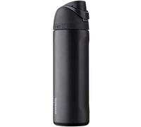 Owala FreeSip C03766 Insulated Stainless Steel Water Bottle with Push Button and Built-in Straw, 710 ml, Very, Very Dark