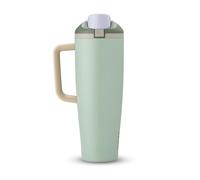 Owala FreeSip Tumbler Insulated Stainless Steel Water Bottle with Built-in Straw and Side Handle, for Travel, Work, School, and Sports, 40oz, BPA Free, Leak Proof, Green (Eucalyptus)