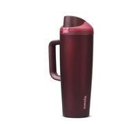 Owala FreeSip Tumbler Insulated Stainless Steel Water Bottle with Built-in Straw and Side Handle, for Travel, Work, School, and Sports, 890ml, BPA Free, Leak Proof, Black Cherry, (Red)