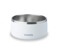 Owala Pet Bowl - Durable Stainless Steel, Food and Water Bowl for Dogs, Cats, and All Pets, Non-Slip Base, 48oz, White (Shy Marshmallow)