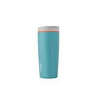 Owala SmoothSip Slider Insulated Stainless Steel Coffee Tumbler, Reusable Iced Coffee Cup, Hot Coffee Travel Mug, BPA Free 20 oz, Grey/Blue (Beachy Breeze)