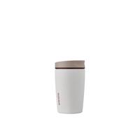Owala SmoothSip Slider Insulated Stainless Steel Coffee Tumbler, Reusable Iced Coffee Cup, Hot Coffee Travel Mug, BPA Free 12 oz, Tan/White (Vanilla Bean)