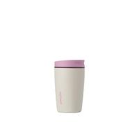 Owala SmoothSip Slider Insulated Stainless Steel Coffee Tumbler, Reusable Iced Coffee Cup, Hot Coffee Travel Mug, BPA Free 12 oz, Pink/Tan (Daybreak)
