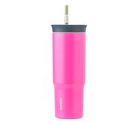 Owala Stainless Steel Triple Layer Insulated Travel Tumbler with Spill Resistant Lid and Straw, BPA Free, 24 oz, Brown/Pink (Watermelon Breeze)