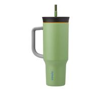 Owala Stainless Steel Triple Layer Insulated Travel Tumbler with Spill-Resistant Lid, Straw, and Carry Handle, 1185ml, Green (Brave Adventures)