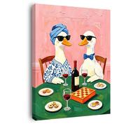 OWANVION Framed Canvas Wall Art Fun Duck Decor Aesthetic Kitchen 12"x16" | Humorous Painting, Vibrant Pattern, HD Print, Easy to Hang, Modern Pictures, Flexible Wall Decoration, For Many Rooms, Gift
