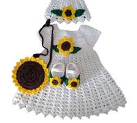 Owasi Baby Dresses Crochet Patterns Newborns Wool Dress 0-12 Months (UK, Age, 3 Months, White)