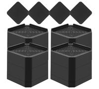 OWATRKDEY Adjustable Bed Risers (4 Pack) - Furniture Riser Blocks for Sofa, Desk, Table & Appliances, 1.5-4.3 Inch Lift (Black)