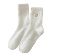 OWAWOWA Socks Women,5 Pairs Womens Thermal Socks,Warm Knitting Fluffy Socks,Bed Socks,Soft Breathable Thermal Socks For Women,Thick Socks For Women,Christmas Socks,Womens Walking Sock White 5Pairs