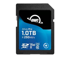 OWC Atlas Pro SD V60-1TB - SDXC UHS-II V60 Media Card, Up to 250MB/s read and 130MB/s write, cost-effective memory card for most common photo and up to 4K video capture