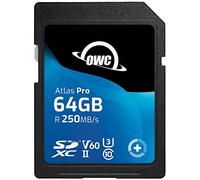 OWC Atlas Pro SD V60-64GB - SDXC UHS-II V60 Media Card, Up to 250MB/s read and 130MB/s write, cost-effective memory card for most common photo and up to 4K video capture