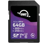 OWC Atlas Ultra SD V90-64GB - SDXC UHS-II V90 Media Card, Up to 300MB/s read and 250MB/s write, High-performance, memory card for advanced photography and video recording