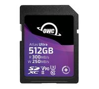 OWC Atlas Ultra SD V90-512GB - SDXC UHS-II V90 Media Card, Up to 300MB/s read and 250MB/s write, High-performance, memory card for advanced photography and video recording