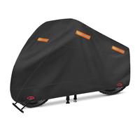 OWEEIO Upgrade Thickened 600D Heavy Duty Motorcycle Cover, Outdoor Waterproof Motorbike Cover, Universal Motorcycles Vehicle Cover with Lock-Holes & Storage Bag (Black, 116" x 41" x 50")