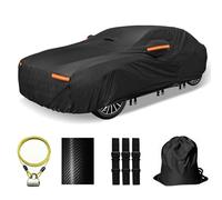OWEEIO Upgrade Thickened Car Cover Waterproof All Weather for Automobiles, Full Exterior Cover, Outdoor Universal Car Cover (Black, Fit Sedans 201"-210")