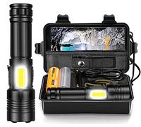 Owege LED Torch 10,000 Lumens, LED Torch Extremely Bright Type-C Rechargeable XHP70.2 Zoomable COB Work Light with Red Light, USB Rechargeable & Reverse Charging IP67 Waterproof