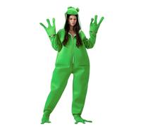 Owegvia Adult Frog Costume Long Sleeve Jumpsuit Animal Costume Funny Frog Suit For Men Women Toad Costume Adult (Green, L)